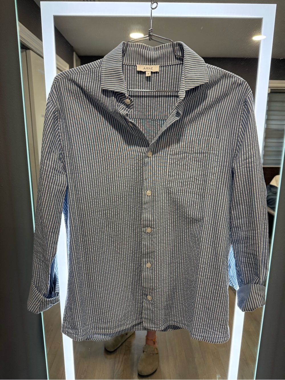 ARNE Navy & Cream Striped Long-Sleeve Shirt